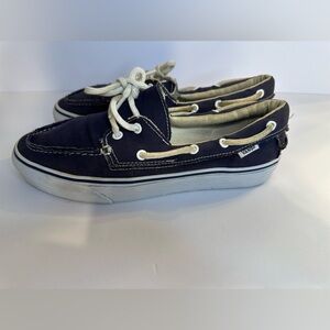 Vans Dark Blue Canvas Boat Shoes